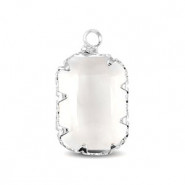 Crystal glass charm rectangle 13mm Crystal-silver